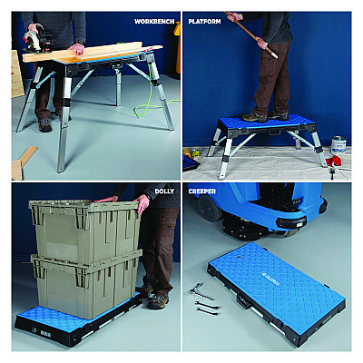 Global Industrial 4-in-1 Portable Workbench with Power Strip, 300 to 500 lbs, 38.56 to 53 x 19.86 to 32.28 x 3.56 to 30.5 (GBE493680)