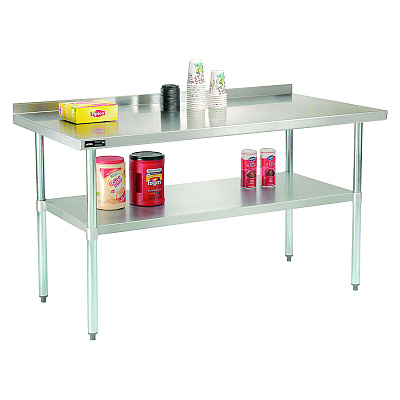Global Industrial Work Table with Undershelf with Backsplash, Rectangular, 60 x 30 x 35, Silver Top, Silver Base/Legs (GBE319060)