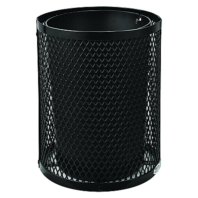 Global Industrial Outdoor Diamond Steel Trash Can, Rain Bonnet Lid, 36 gal, Black (GBE261926BK)