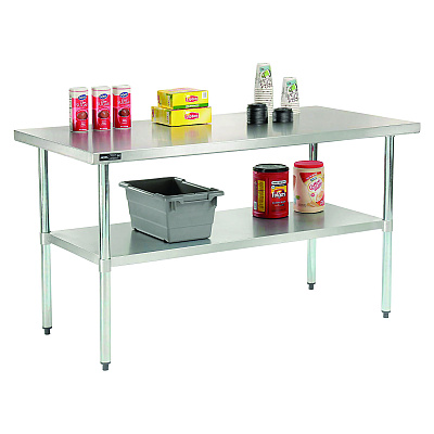 Global Industrial Work Table with Undershelf, Rectangular, 60 x 30 x 35, Silver Top, Silver Base/Legs (GBE319056)