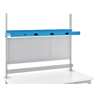 Global Industrial Upper Workbench Shelf, 3 Duplex Outlets, For Use With 72" Wide Workbenches, 100 lb Weight Capacity (GBE249296CBL)