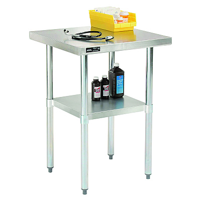 Global Industrial Work Table with Undershelf, Square, 24 x 24 x 35, Silver Top, Silver Base/Legs (GBE319054)