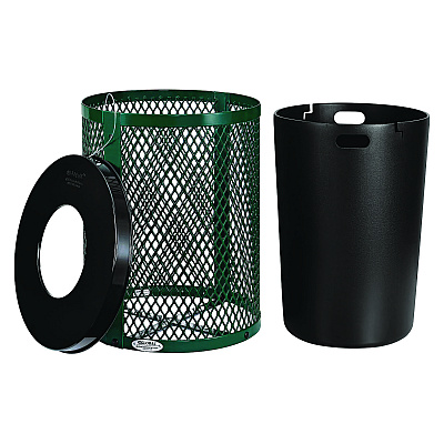 Global Industrial Outdoor Diamond Steel Trash Can, 36 gal, Green (GBE261924GN)