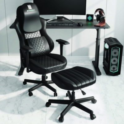 Eureka Footstool with Wheels, 19.25 x 17.38 x 14.63 to 17.75, Black (EKAAR21B)