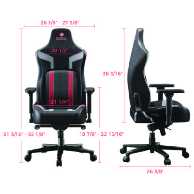 Eureka Python II Ergonomic Chair, Supports up to 300 lb, 18.88" to 22.83" Seat Height, Black Fabric Seat, Black/Red Fabric Back (EKAGC08R)