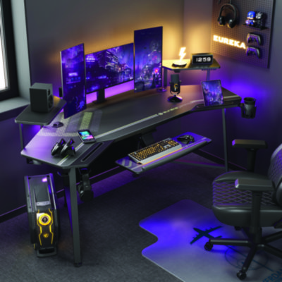 Eureka Aero Gaming Desk, 72.06" x 23.63" x 38", Black (EKAE70B)