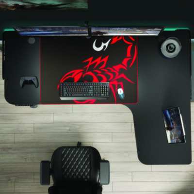 Eureka L-Shaped Standing Desk, Right Desk, 60" x 43.69" x 29.88" to 48.38", Black (EKA01875)
