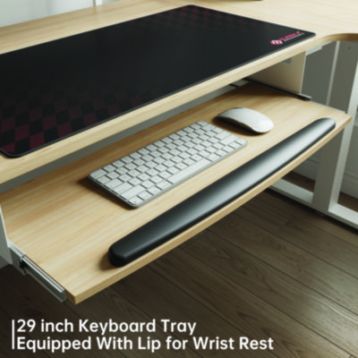 Eureka L-Shaped Standing Desk with Keyboard Tray, Right Desk, 61.25" x 43.25" x 34.38" to 52.88", Maple White/White (EKAL60RMW)