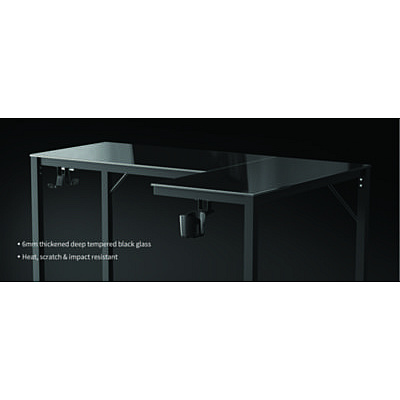 Eureka RGB LED Lights Glass Gaming Desk, 60" x 40.25" x 30", Black (EKAL60RB)