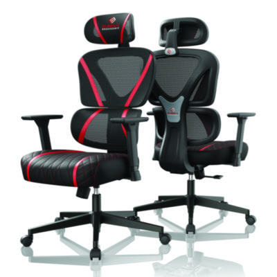 Eureka Norn Ergonomic Chair, Supports Up to 275 lb, 18.11" to 22.04" Seat Height, Black/Red Mesh Seat/Back, Black Base (EKAGC06R)