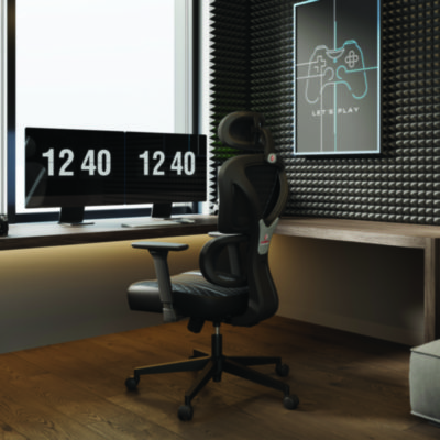 Eureka Norn Ergonomic Chair, Supports Up to 275 lb, 18.11" to 22.04" Seat Height, Black/Gray Mesh Seat/Back, Black Base (EKAGC06GY)