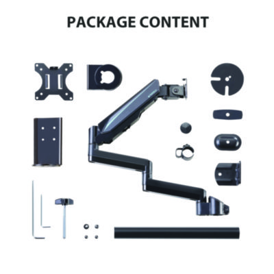 Eureka Single Monitor Arm, For 32" Monitors, 90 deg Rotation, 35 deg Tilt, 360 deg Pan, Black, Supports 17.6 lbs (EKAMA0212P)