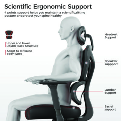 Eureka Norn Ergonomic Chair, Supports Up to 275 lb, 18.11" to 22.04" Seat Height, Black/Red Mesh Seat/Back, Black Base (EKAGC06R)