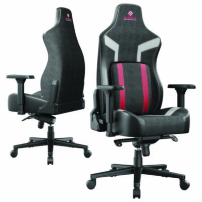Eureka Python II Ergonomic Chair, Supports up to 300 lb, 18.88" to 22.83" Seat Height, Black Fabric Seat, Black/Red Fabric Back (EKAGC08R)