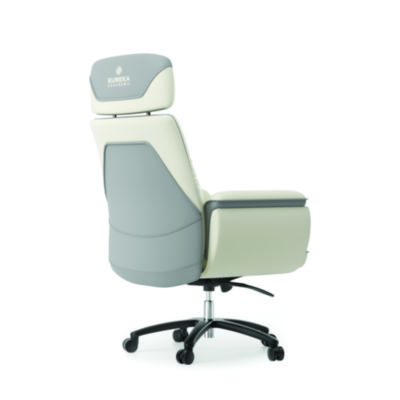 Eureka Royal Executive Office Chair, Support up to 300 lb, 19.46"-22.26" Seat Height, White PU Leather Seat, White Faux Leather Back (EKAOC003OW)