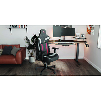 Eureka Python II Ergonomic Chair, Supports up to 300 lb, 18.88" to 22.83" Seat Height, Black Fabric Seat, Black/Red Fabric Back (EKAGC08R)