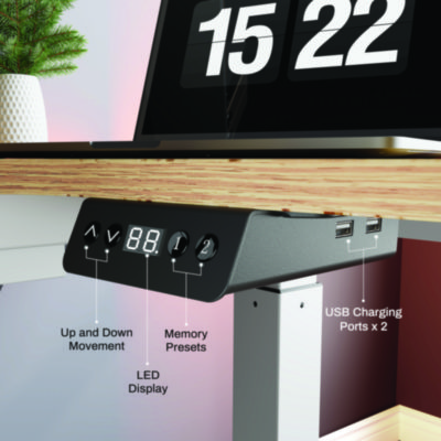 Eureka L-Shaped Standing Desk with Keyboard Tray, Left Desk, 61.25" x 43.25" x 34.38" to 52.88", Maple White/White (EKAL60LMW)