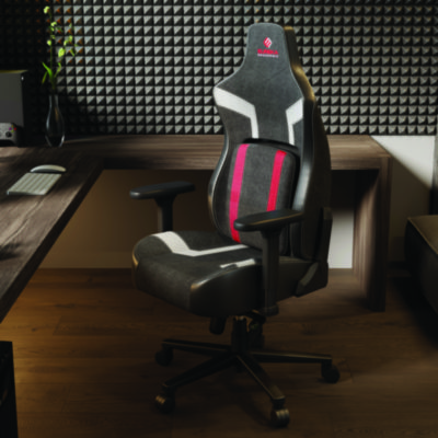 Eureka Python II Ergonomic Chair, Supports up to 300 lb, 18.88" to 22.83" Seat Height, Black Fabric Seat, Black/Red Fabric Back (EKAGC08R)
