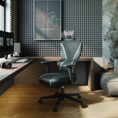 Eureka Norn Ergonomic Chair, Supports Up to 275 lb, 18.11" to 22.04" Seat Height, Black/Gray Mesh Seat/Back, Black Base (EKAGC06GY)