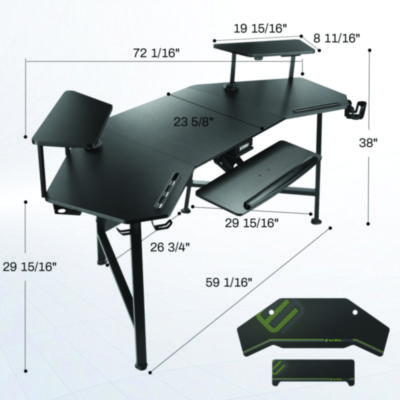Eureka Aero Gaming Desk, 72.06" x 23.63" x 38", Black (EKAE70B)