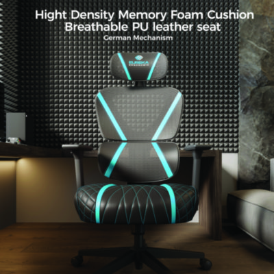 Eureka Norn Ergonomic Chair, Supports Up to 275 lb, 18.11" to 22.04" Seat Height, Black/Blue Mesh Seat/Back, Black Base (EKAGC06BU)
