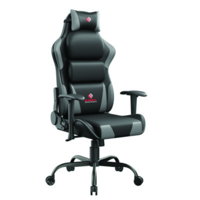 Eureka Hector Ergonomic Chair, Supports Up to 300 lb, 20.25" - 24.25" Seat Height, Black PU Leather Seat, Black/Gray PU Leather Back (EKAGC07GY)