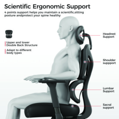 Eureka Norn Ergonomic Chair, Supports Up to 275 lb, 18.11" to 22.04" Seat Height, Black/Gray Mesh Seat/Back, Black Base (EKAGC06GY)