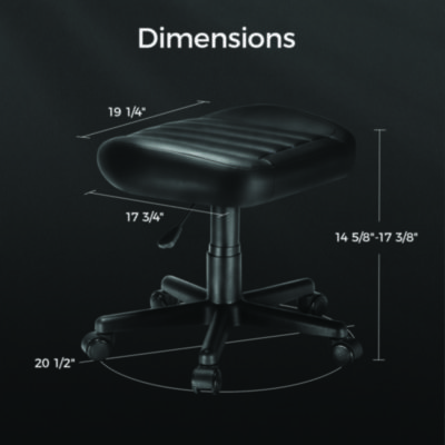 Eureka Footstool with Wheels, 19.25 x 17.38 x 14.63 to 17.75, Black (EKAAR21B)