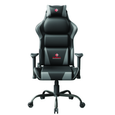 Eureka Hector Ergonomic Chair, Supports Up to 300 lb, 20.25" - 24.25" Seat Height, Black PU Leather Seat, Black/Gray PU Leather Back (EKAGC07GY)