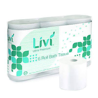 Livi Ultra Premium Bath Tissue, 2-Ply, White, 425 Sheets, 36 Rolls/Carton (SOL292101)