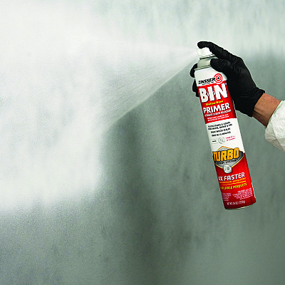 Zinsser BIN Aerosol Primer with Turbo Spray System, Interior, Flat White, 26 oz Aerosol Can, 6/Carton (RST356880)