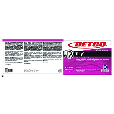 Betco Symplicity Tilly Hand Dishwashing Detergent, Fresh Bouquet Scent, 1 gal Bottle, 4/Carton (BET1100400)