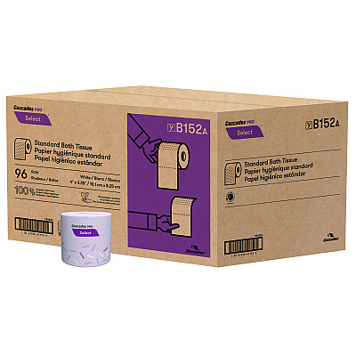 Cascades PRO Select Standard Bath Tissue, 1-Ply, White, 1,000/Roll, 96 Rolls/Carton (CSDB152)