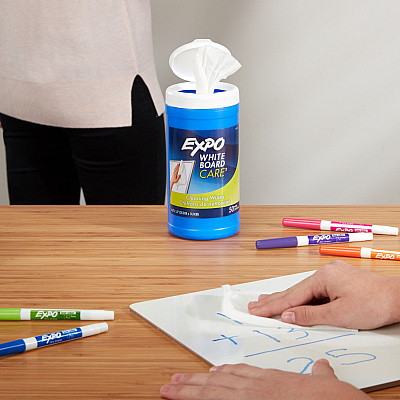 EXPO Dry-Erase Board-Cleaning Wet Wipes, 6 x 9, 50/Container, 6/Carton (SAN81850ACT)