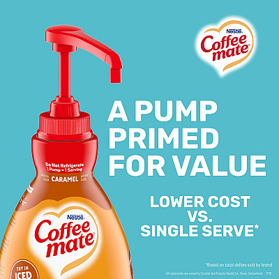 Coffee-mate Liquid Creamer Pump Bottle, Caramel, 50.7 oz Pump Bottle, 2/Carton (NES73358CT)