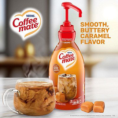 Coffee-mate Liquid Creamer Pump Bottle, Caramel, 50.7 oz Pump Bottle, 2/Carton (NES73358CT)