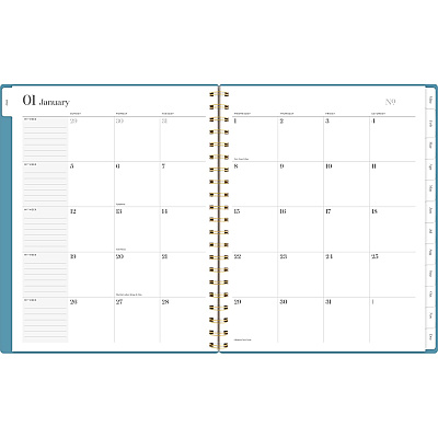 Cambridge Workstyle Weekly/Monthly Planner, Geometric Artwork, 11 x 9.38, Blue/Gold Cover, 12-Month (Jan to Dec): 2026 (160690512)