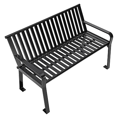 Global Industrial Steel Slat Benches with Back, 48 x 27 x 31, Black (GBE694853BKKD)