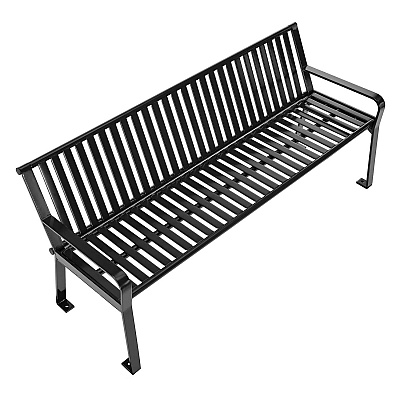 Global Industrial Steel Slat Benches with Back, 72 x 26 x 31, Black (GBE694854BKKD)