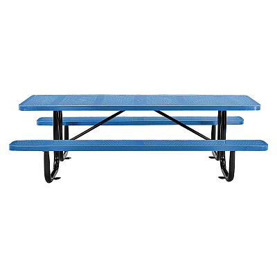 Global Industrial Perforated Steel Picnic Table, Rectangular, 72 x 62 x 29.5, Blue Top, Blue Base/Legs (GBE694555BL)