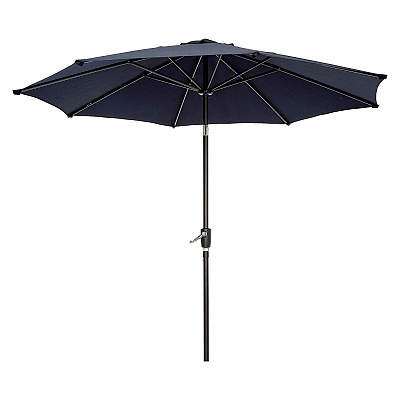 Global Industrial Outdoor Umbrella with Tilt Mechanism, 102" Span, 94" Long, Navy Blue Canopy, Black Handle (GBE695328)