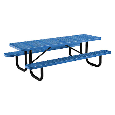 Global Industrial Perforated Steel Picnic Table, Rectangular, 72 x 62 x 29.5, Blue Top, Blue Base/Legs (GBE694555BL)