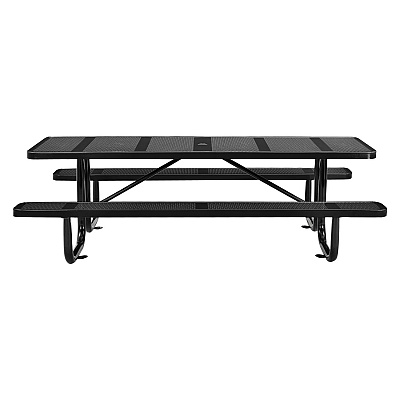 Global Industrial Perforated Steel Picnic Table, Rectangular, 72 x 62 x 29.5, Black Top, Black Base/Legs (GBE694555BK)