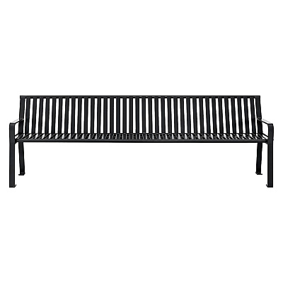 Global Industrial Steel Slat Benches with Back, 96 x 26 x 31, Black (GBE694855BKKD)