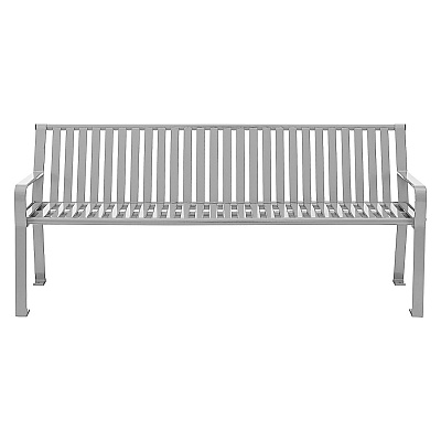 Global Industrial Steel Slat Benches with Back, 72 x 26 x 31, Gray (GBE694854GYKD)