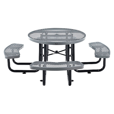 Global Industrial Expanded Steel Picnic Table, Round, 46" Dia x 29.5"h, Gray Top, Gray Base/Legs (GBE277150GY)