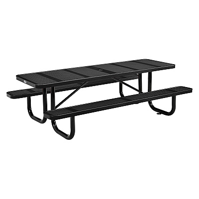 Global Industrial Perforated Steel Picnic Table, Rectangular, 72 x 62 x 29.5, Black Top, Black Base/Legs (GBE694555BK)