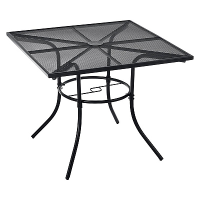Global Industrial Interion Mesh Cafe Table and Chair Sets, Square, 36 x 36 x 29, Black Top, Black Base/Legs (GBE695974)