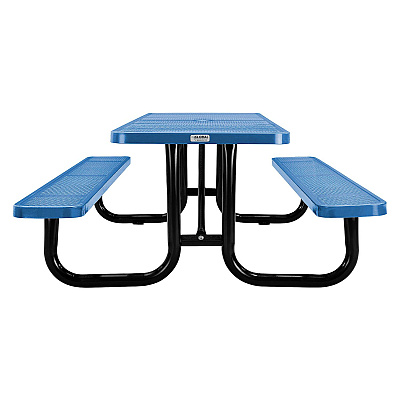 Global Industrial Perforated Steel Picnic Table, Rectangular, 72 x 62 x 29.5, Blue Top, Blue Base/Legs (GBE694555BL)