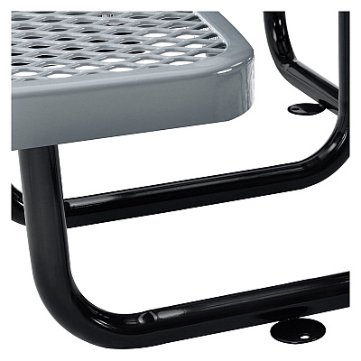 Global Industrial Expanded Steel Picnic Table, Round, 46" Dia x 29.5"h, Gray Top, Gray Base/Legs (GBE277150GY)